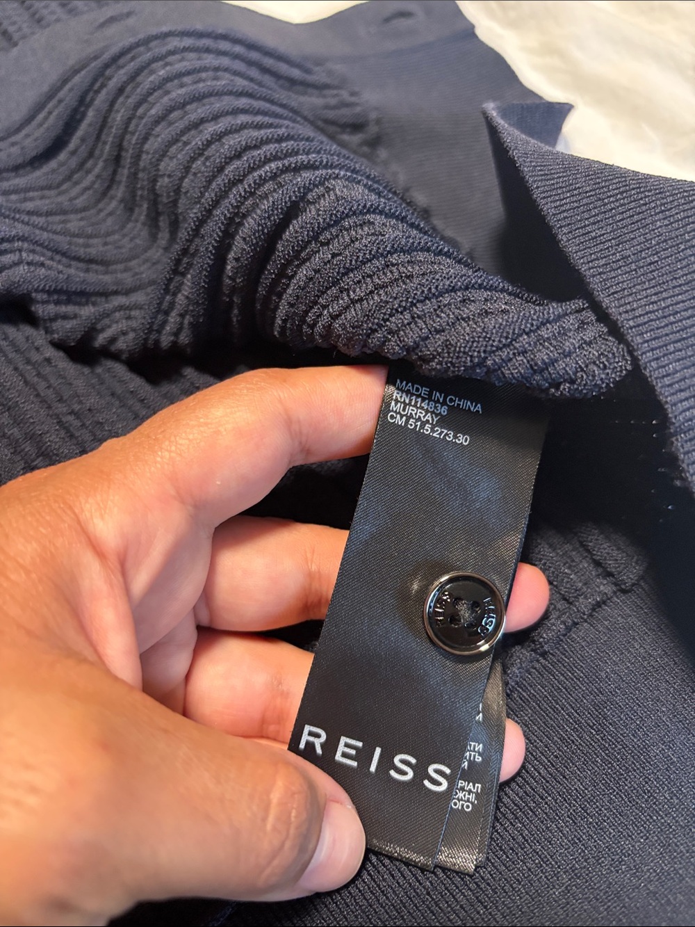 Reiss Men's Ribbed Button-Up - Slate Blue - Picture 6 of 8